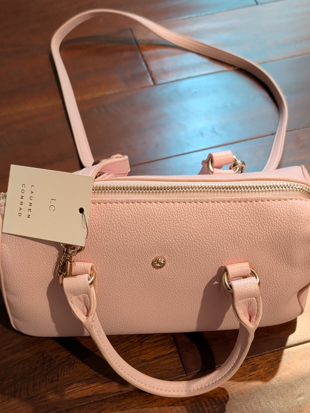 LC Lauren Conrad Blush Pink Pebbled Leather Crossbody Bag